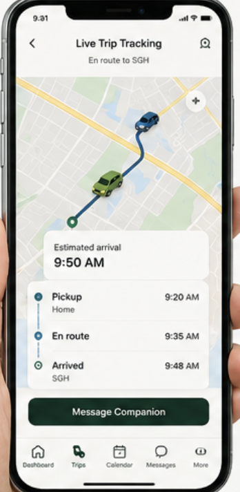 Companion operations help coordinate safe, assisted mobility.